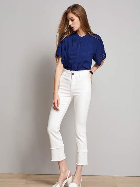 然彩女装2022春夏季白色长裤