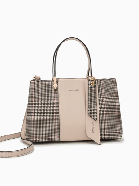 梦特娇包包2022拼色手提包