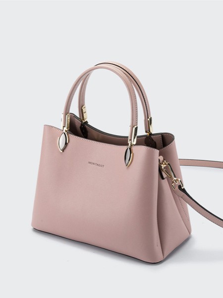 梦特娇包包2022粉色手提包