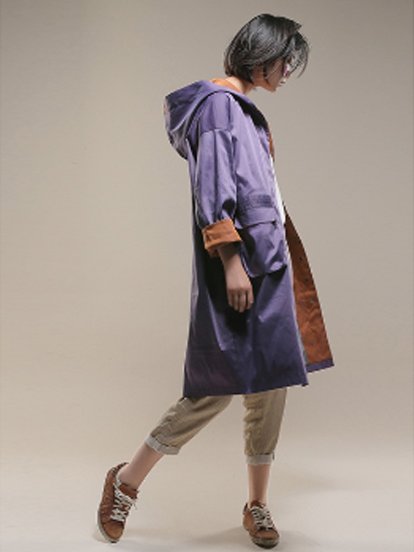 小愚女装2021秋冬季紫色大衣