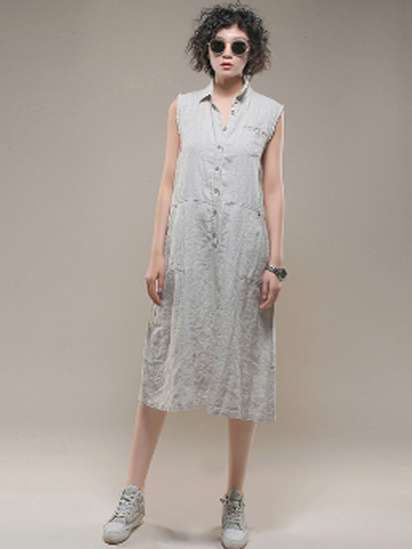 小愚女装2022春夏季灰色衬衫裙