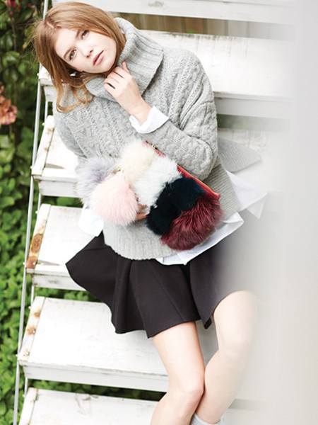 LISALISA女装2021秋冬季灰色毛衣