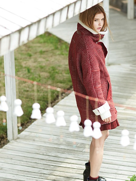 LISALISA女装2021秋冬季红色棉服