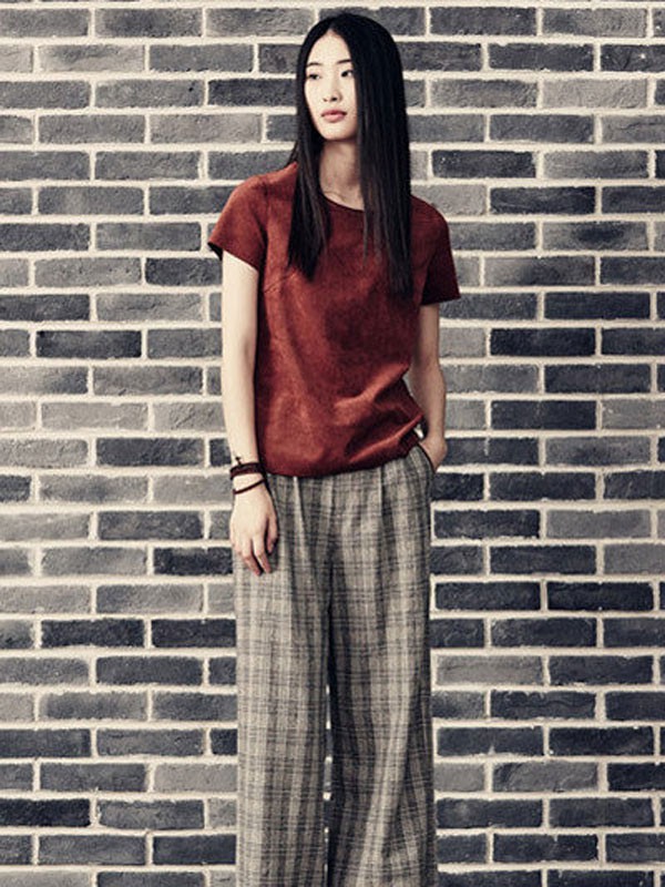 故然女装2021秋冬季灰色阔腿裤