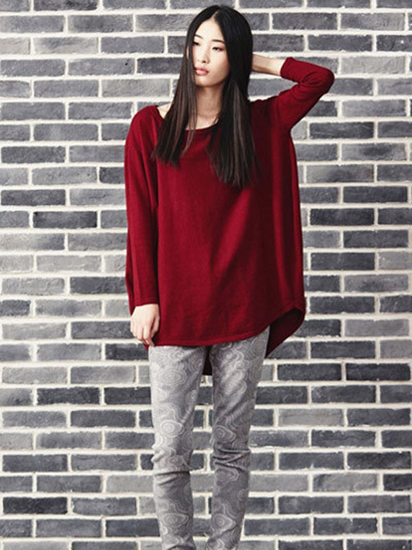 故然女装2021秋冬季红色T恤