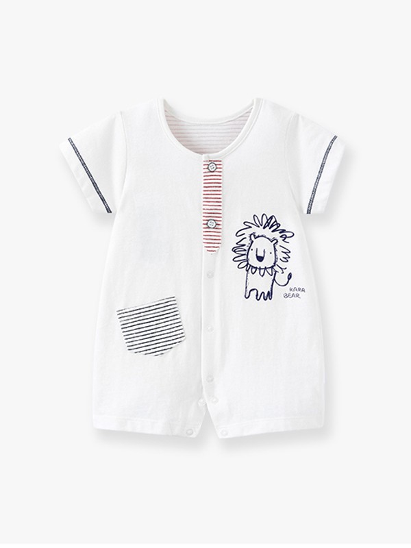 卡拉贝熊童装2022春夏季白色连体衣