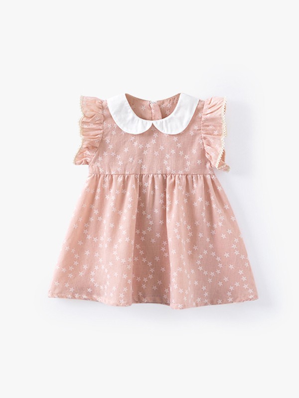 卡拉贝熊童装2022春夏季橙色连衣裙