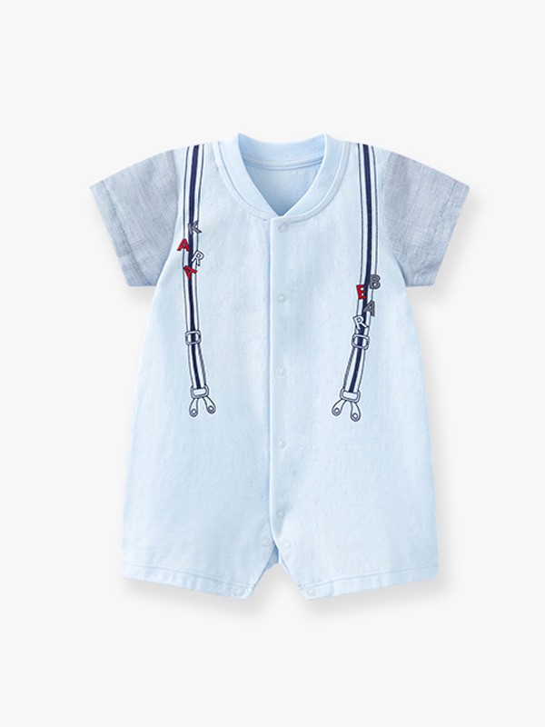 卡拉贝熊童装2022春夏季蓝色连体衣