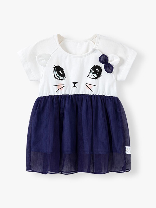 卡拉贝熊童装2022春夏季拼色连衣裙