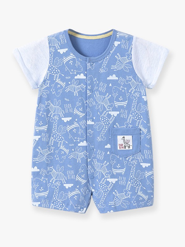 卡拉贝熊童装2022春夏季蓝色连体衣