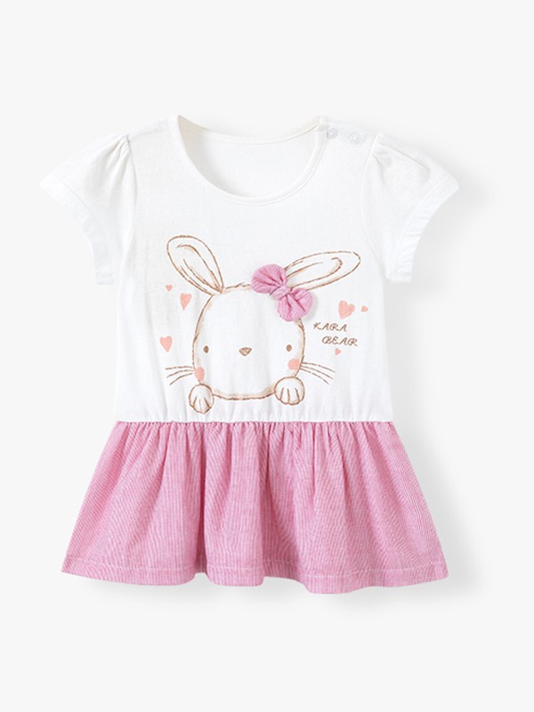 卡拉贝熊童装2022春夏季白色连衣裙