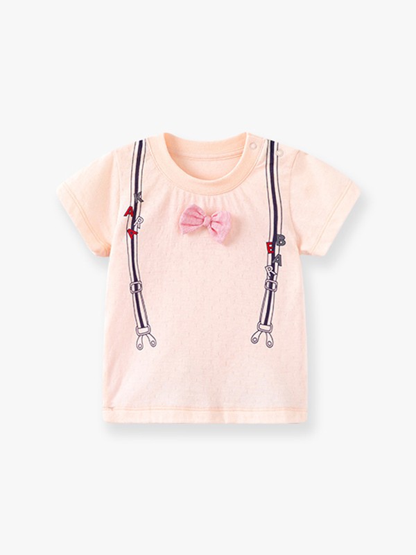 卡拉贝熊童装2022春夏季橙色T恤