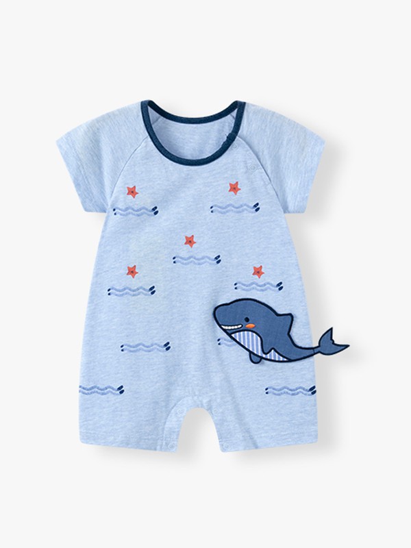 卡拉贝熊童装2022春夏季蓝色连体衣