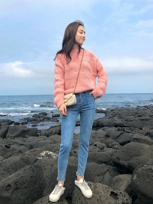 涵香女装2022秋冬季粉色毛衣