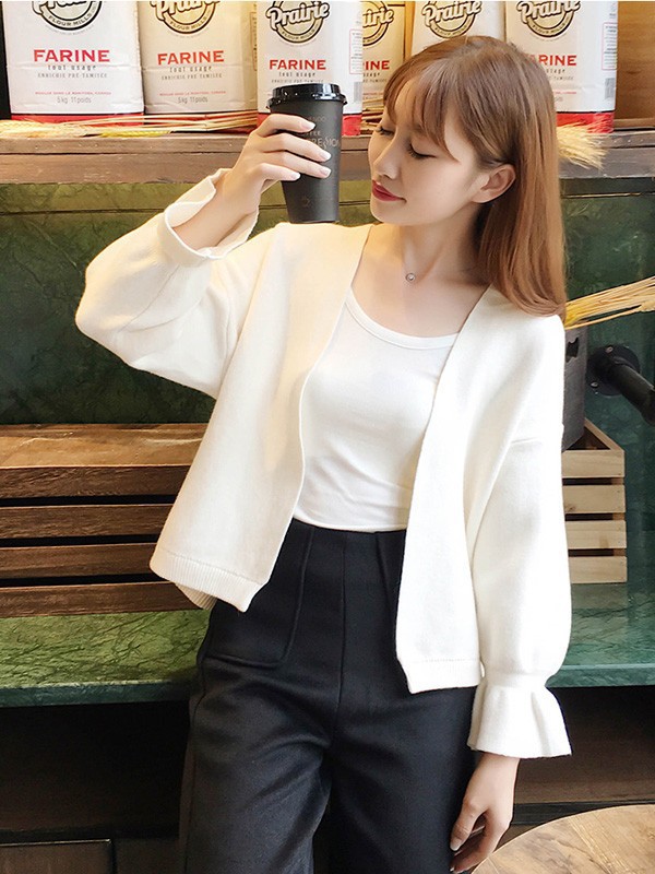 涵香女装2022秋冬季白色针织衫