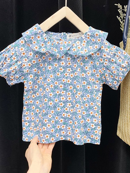 皮尔熊童装2022春夏季蓝色衬衫