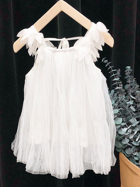 皮尔熊童装2022春夏季白色连衣裙