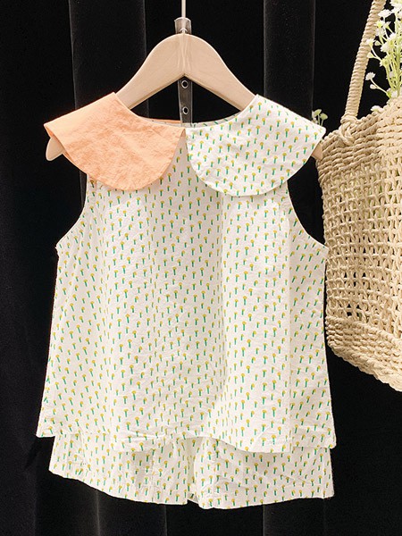 皮尔熊童装2022春夏季黄色连衣裙