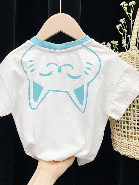 皮尔熊童装2022春夏季白色T恤