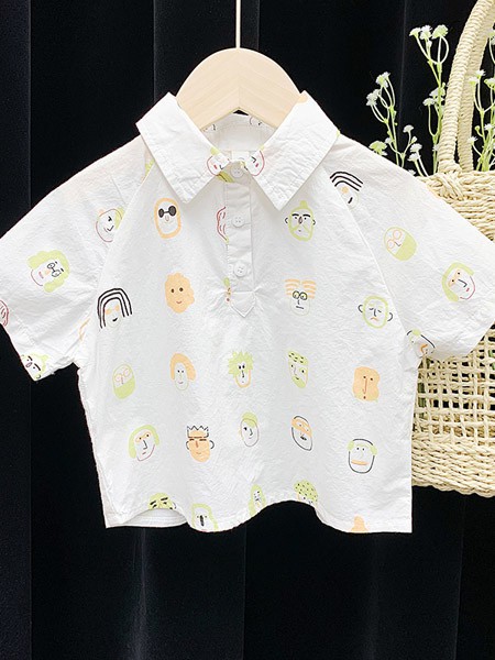 皮尔熊童装2022春夏季白色polo衫