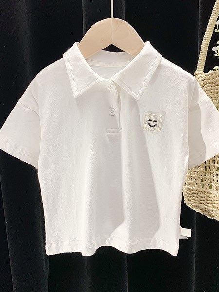 皮尔熊童装2022春夏季白色polo衫