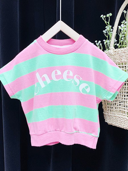 皮尔熊童装2022春夏季粉色T恤