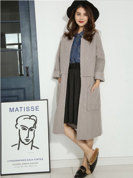 她思女装2021秋冬季灰色大衣