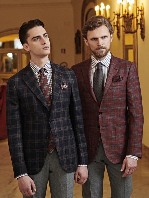 ISAIA2021秋冬季酒红色西装