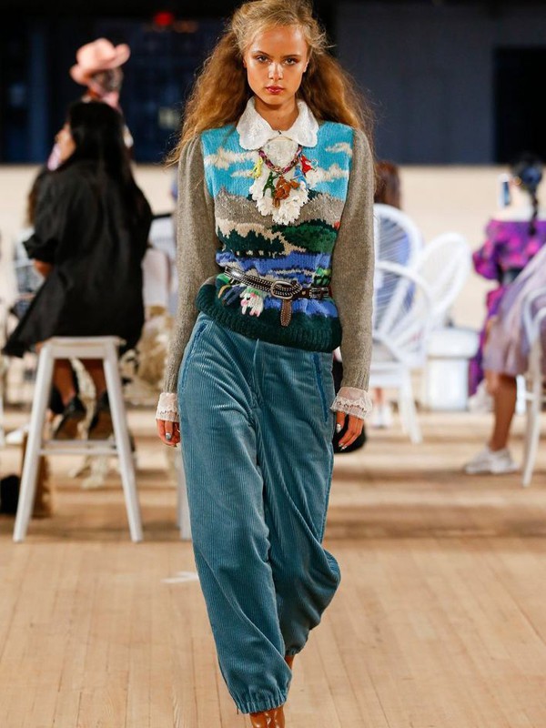 马克雅各布斯休闲装2022秋冬季蓝色阔腿裤