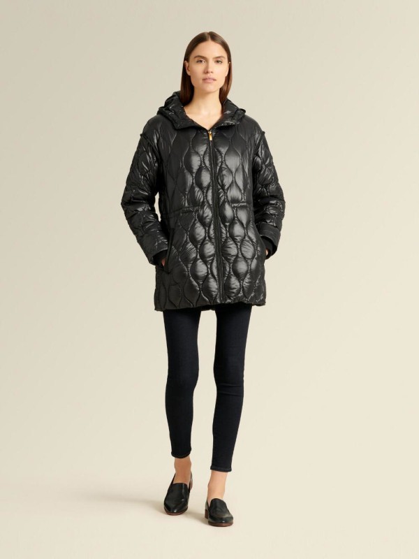 唐娜凯伦2021秋冬季黑色棉服