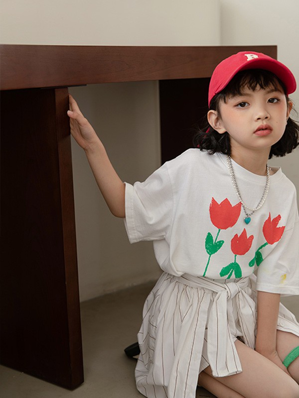 朴与素童装2022春夏季白色T恤