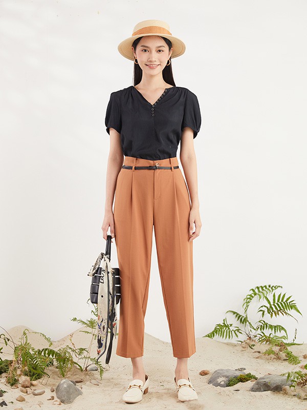 佛尼亚2022春夏季橙色长裤