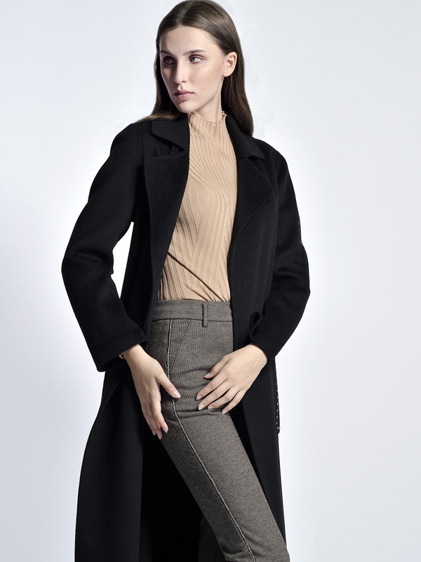 ENDEAR女装2021秋冬季黑色大衣