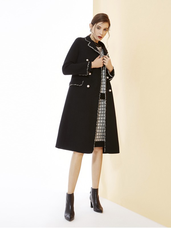 ENDEAR女装2021秋冬季黑色大衣