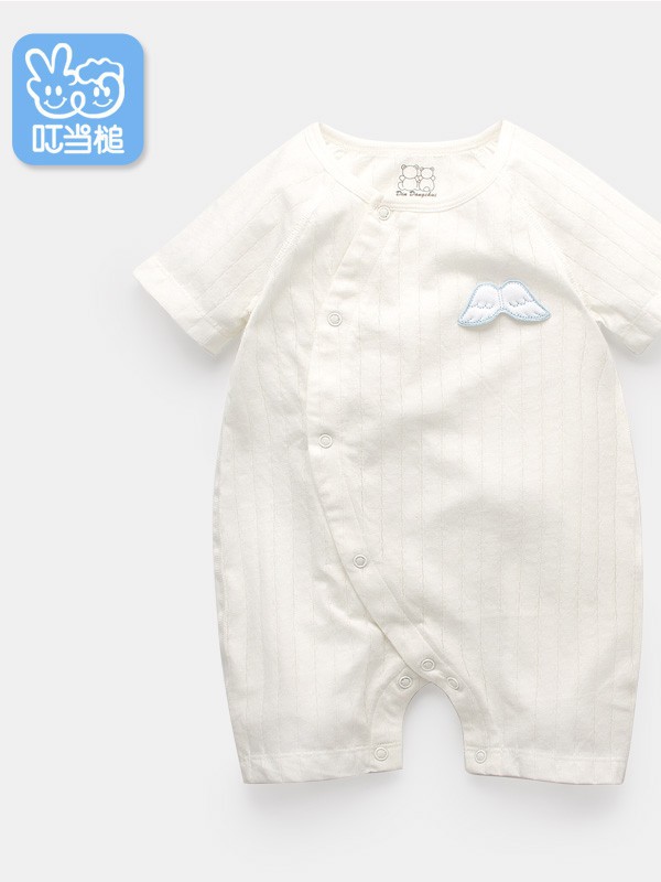 叮当槌童装2022春夏季白色连体衣