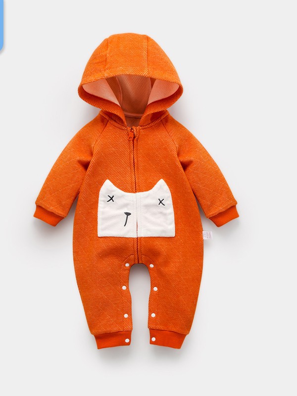 叮当槌童装2022春夏季橙色连体衣