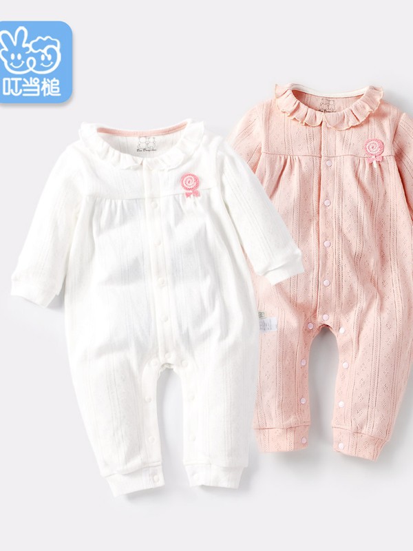 叮当槌童装2022春夏季橙色连体衣