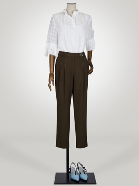 'SSOLEZIA女装2022春夏季白色衬衫