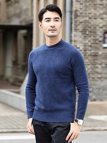 开开2022秋冬季藏蓝色针织衫