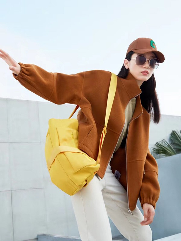 注释ANNOTATE女装2022秋冬季咖啡色大衣