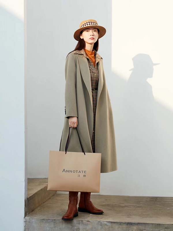 注释ANNOTATE女装2022秋冬季灰色大衣