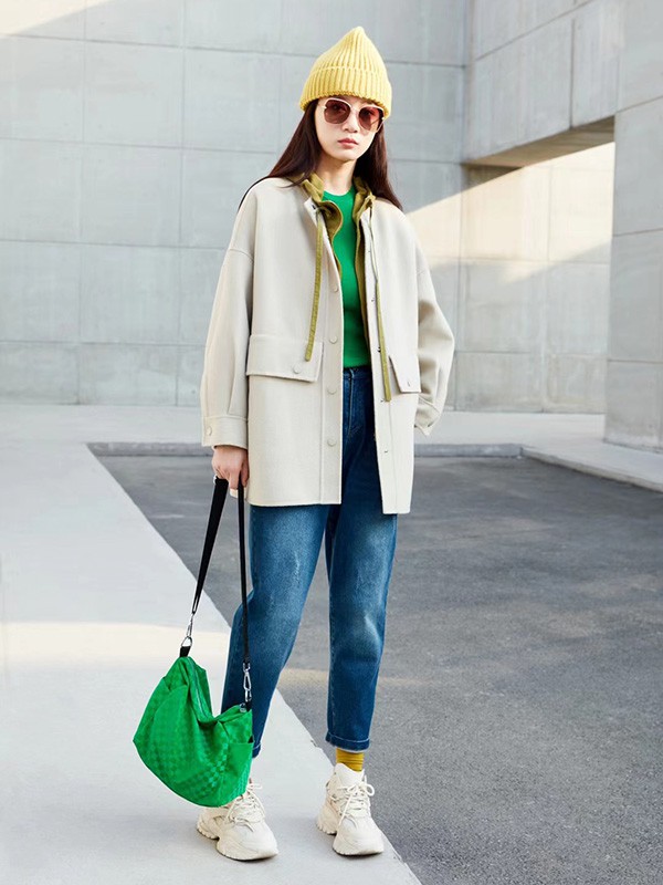 注释ANNOTATE女装2022秋冬季白色大衣