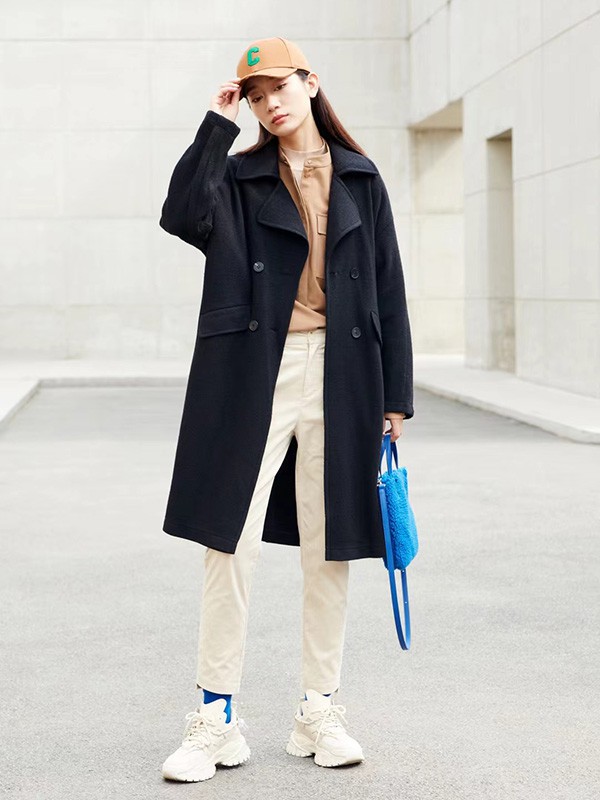 注释ANNOTATE女装2022秋冬季黑色风衣