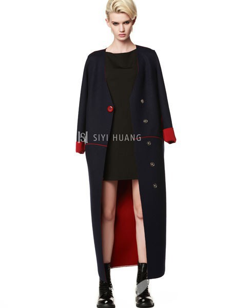 SIYIHUANG女装2022春夏季黑色大衣