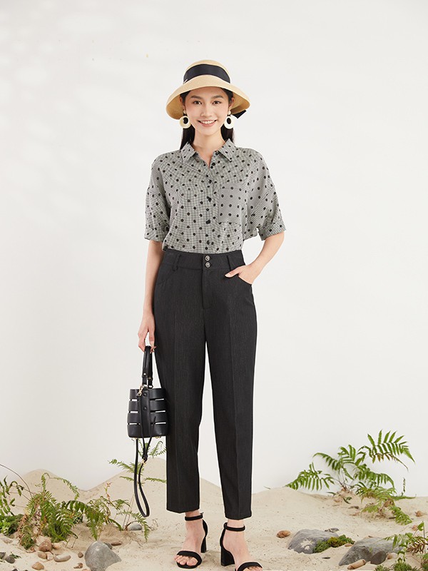 佛尼亚女装2022春夏季灰色衬衫