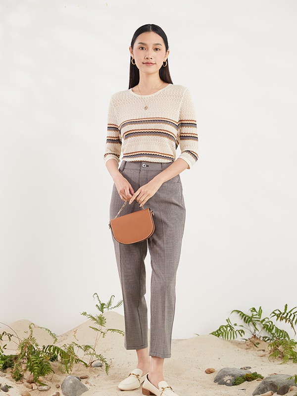 佛尼亚女装2022春夏季灰色九分裤