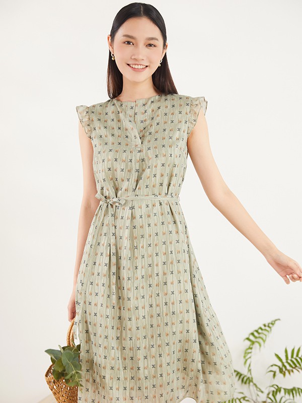 佛尼亚女装2022春夏季绿色连衣裙