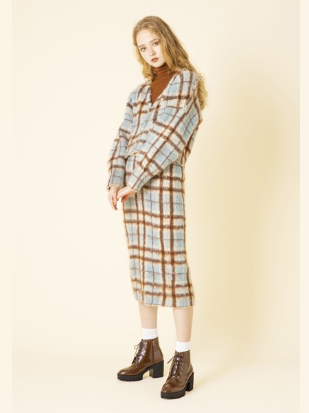 Dazzlin女装2022秋冬季蓝色大衣