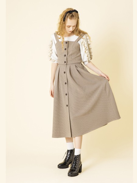 Dazzlin女装2022秋冬季卡其色吊带裙