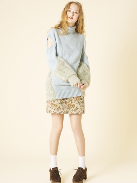 Dazzlin女装2022秋冬季蓝色毛衣